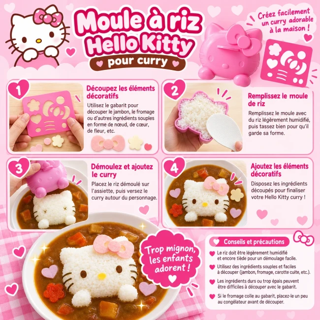 Comment utiliser le moule à riz Hello Kitty - Modern and Past Préparation du curry japonais avec moule à riz Hello Kitty et décorations kawaii - Modern and Past