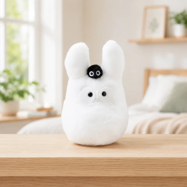 Peluche Beanbag Totoro blanc avec noiraude Studio Ghibli face avant Modern and Past