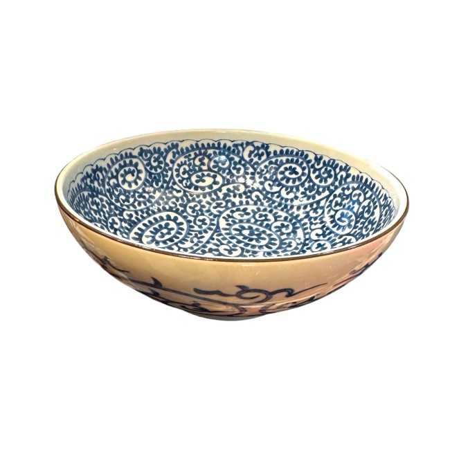 grand bol japonais ramen porcelaine motif pieuvre bleue 21 cm
