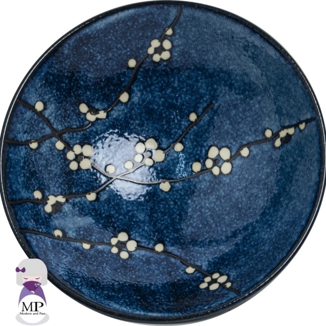 Assiette japonaise Hana bleu – motifs fleurs de cerisiers