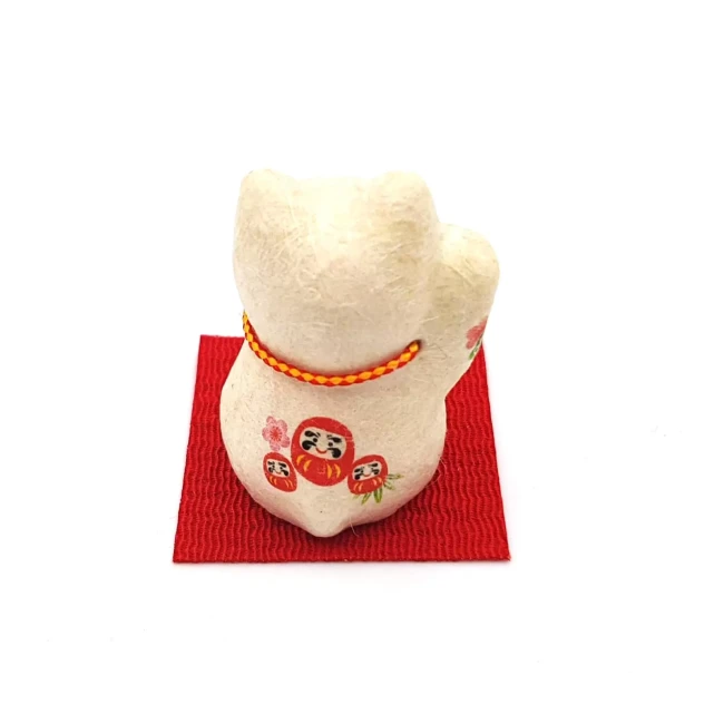 Figurine Maneki Neko Daruma rouge en papier washi faite au Japon chez Modern and Past
