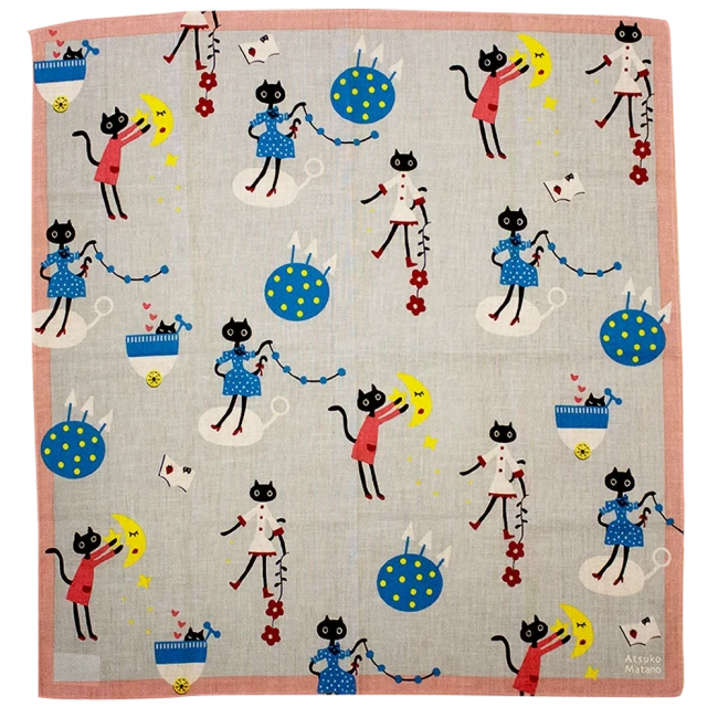 Foulard en gaze de coton Atsuko Matano Holiday gris fabriqué au Japon chez Modern and Past