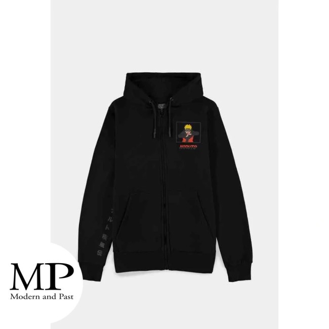 Sweat zippé à capuche Naruto Shippuden noir Naruto Bold officiel