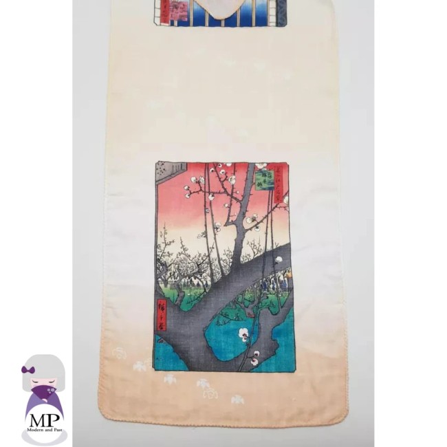 Tenugui japonais Chat Neko et Mont Fuji – 100 % coton