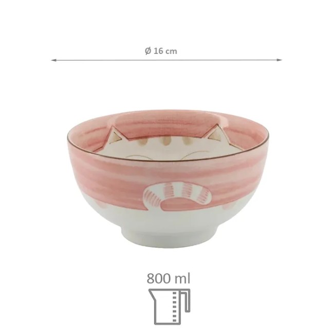 Bol ramen chat rose – porcelaine japonaise Bol japonais ramen chat rose – porcelaine kawaii fabriquée au Japon