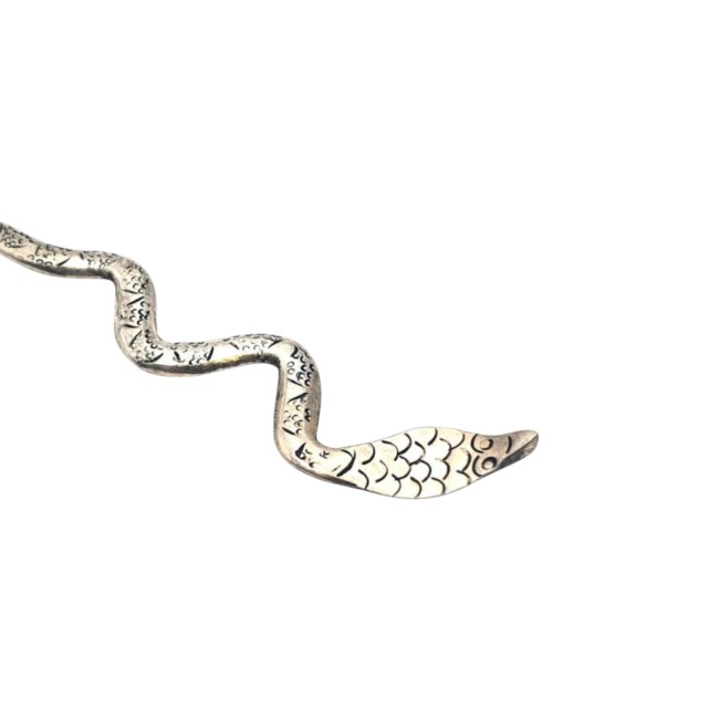 Pic à cheveux japonais en argent – Motif serpent