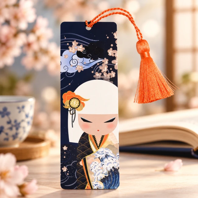 Marque-page Kimmidoll Minami avec pompon orange