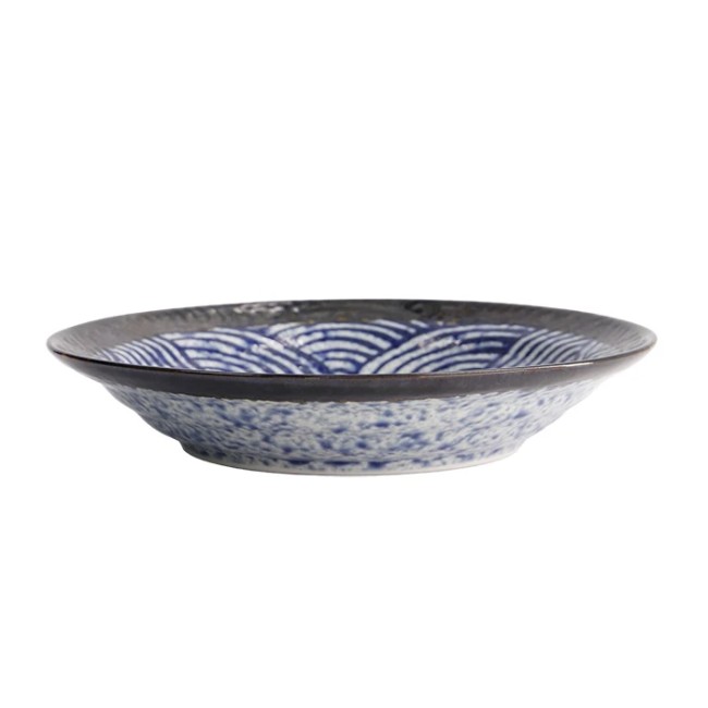 Bol japonais Aisai Seigaiha 20,2 cm fabriqué au Japon Bol japonais Aisai Seigaiha en porcelaine 20 cm