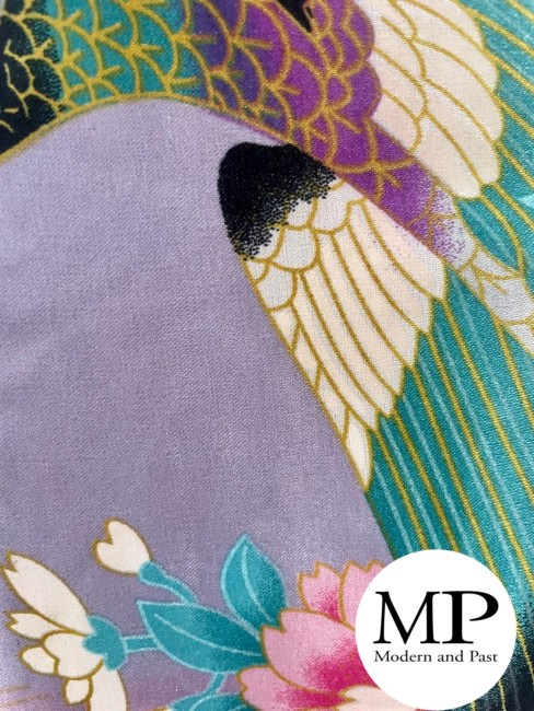 Obi - Ceinture japonaise - mauve - motifs à fleurs et paon - accessoire de Kimono - magasin japonais - boutique japonaise | Modern and Past à Brest