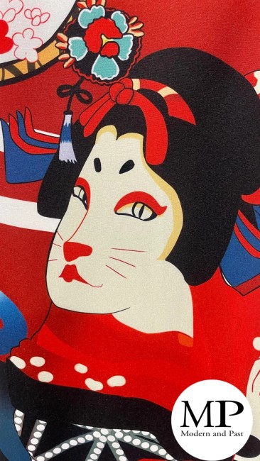 Kimono moderne japonais Neko Geisha noir