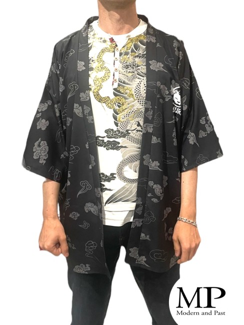 Kimono long Samouraï chat Neko – Haori japonais unisexe Kimono long moderne japonais Samouraï chat Neko haori unisexe streetwear