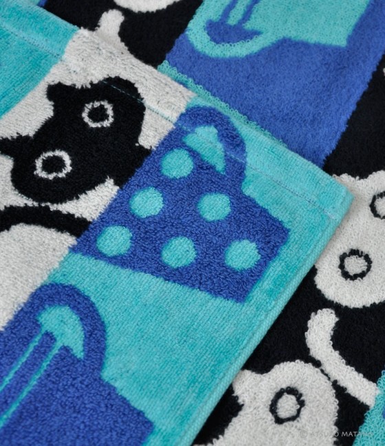 Serviette japonaise en coton – Modèle Cup Mémé – Atsuko Matano Serviette japonaise en coton Cup Mémé Atsuko Matano - Bleu