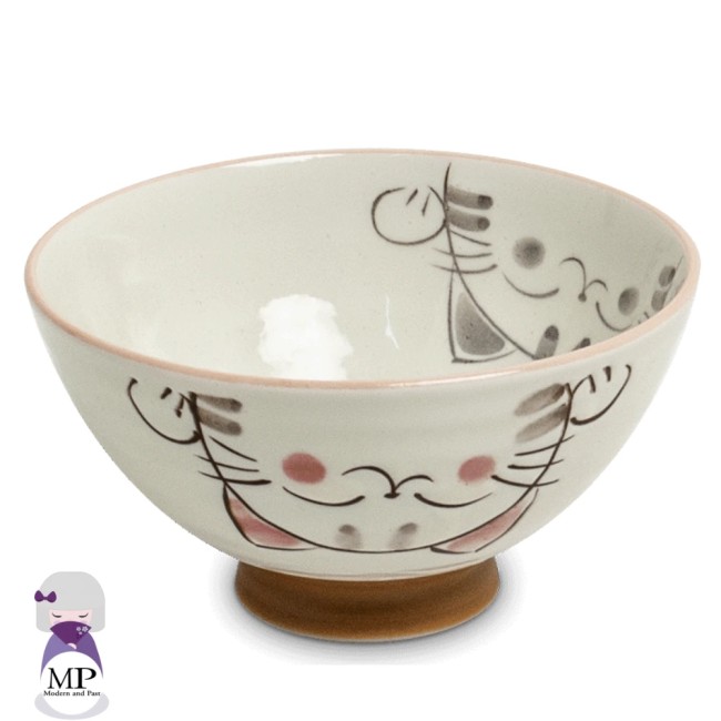Bol japonais en céramique 3 chats Kawaii Neko – rose
