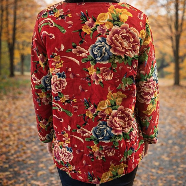 manteau rouge style asiatique double couche chaud manteau asiatique rouge court double couche coton laine