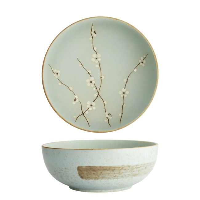 bol saladier japonais ramen vert soshun fleurs de cerisier
