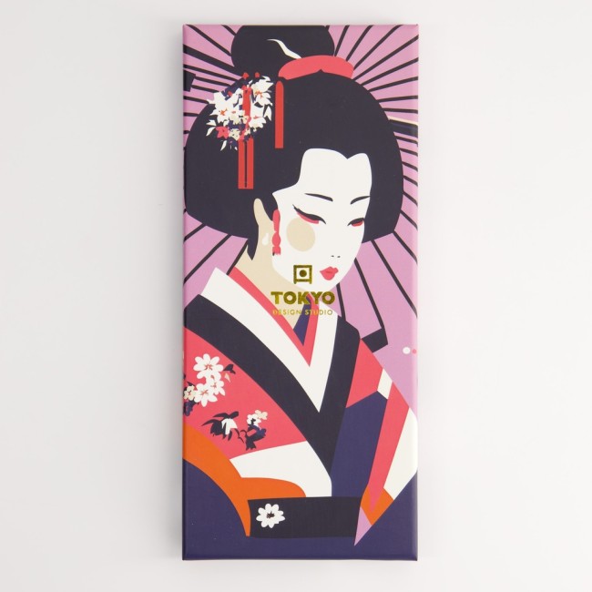 coffret 5 paires baguettes japonaises motifs Geishas