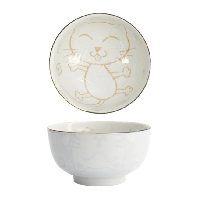 bol japonais kawaii Neko bleu blanc fabriqué au Japon bol japonais kawaii Neko chat bleu et blanc en porcelaine