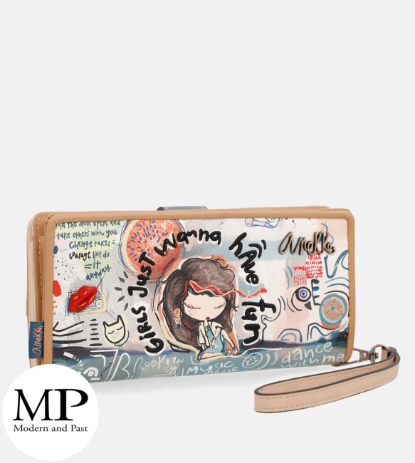 Portefeuille Anekke Fun & Music – Modèle Femme Grand portefeuille Anekke Fun & Music bleu et beige pour femme