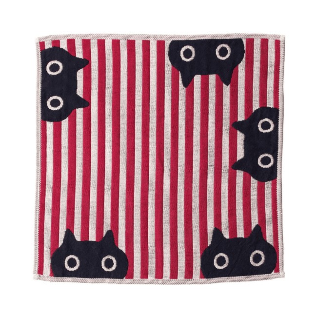 Serviette japonaise Mémé Stripe en coton – Atsuko Matano serviette japonaise gaze coton Chat Mémé Stripe Atsuko Matano