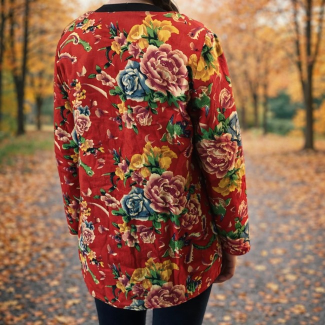 manteau rouge style asiatique double couche chaud manteau asiatique rouge court double couche coton laine