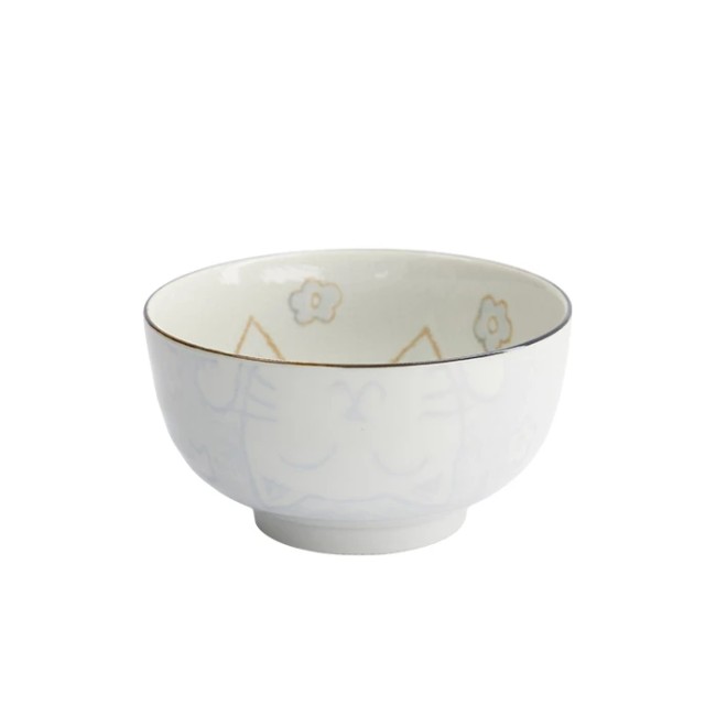 bol japonais kawaii Neko bleu blanc fabriqué au Japon bol japonais kawaii Neko chat bleu et blanc en porcelaine
