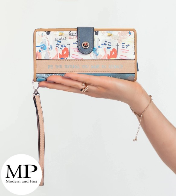Portefeuille Anekke Fun & Music – Modèle Femme Grand portefeuille Anekke Fun & Music bleu et beige pour femme