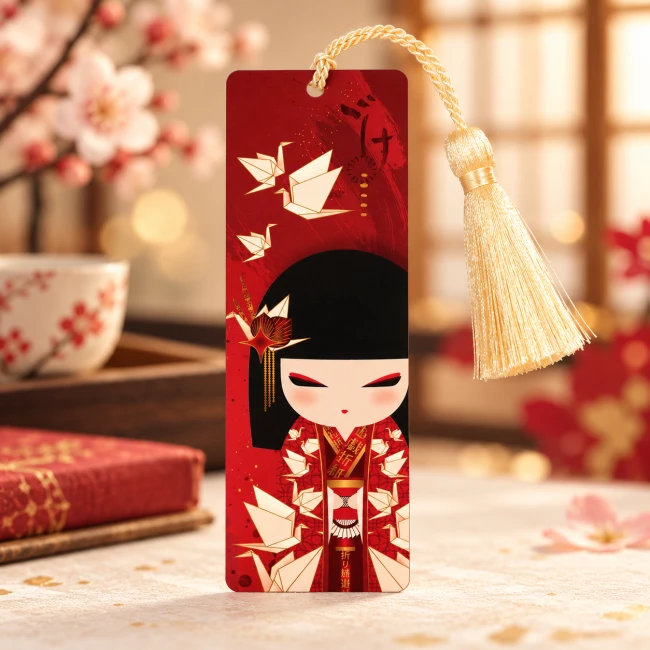 Marque-page Kimmidoll Nozomi avec pompon doré