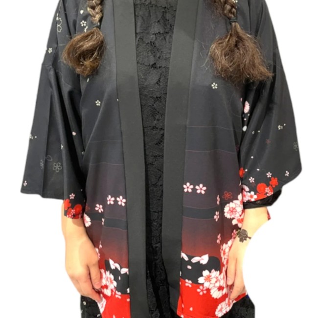 kimono japonais noir Oji Kitsune temple Torii