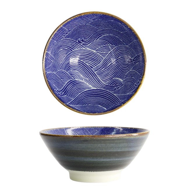 bol japonais Seigaiha bleu fabriqué au Japon bol japonais Seigaiha bleu motif vagues 800 ml porcelaine