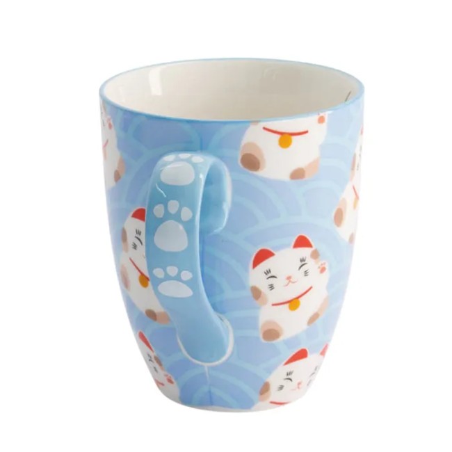 Mug Maneki Neko bleu 380 ml – Tokyo Design Studio Mug japonais Maneki Neko bleu 380 ml Tokyo Design Studio