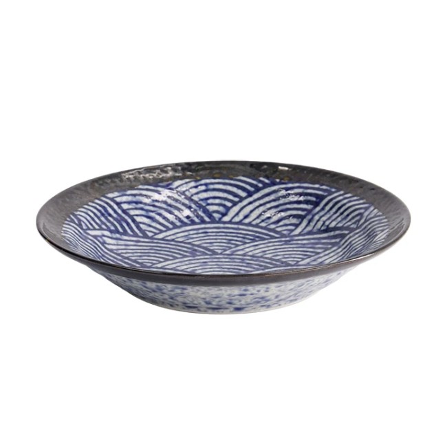 Bol japonais Aisai Seigaiha 20,2 cm fabriqué au Japon Bol japonais Aisai Seigaiha en porcelaine 20 cm