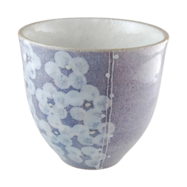 Tasse japonaise Konabiki Hanabatake violette – Fabriquée au Japon Tasse japonaise violette Hanabatake aux fleurs de cerisier