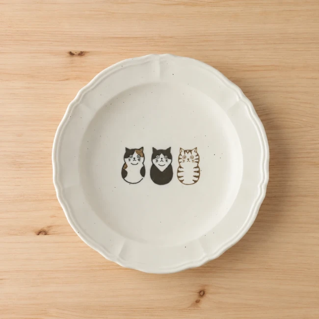 Assiette japonaise 3 chats Neko Maruke vue dessus Modern and Past