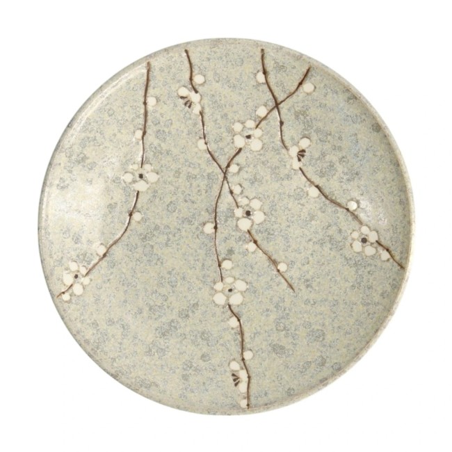 Assiette japonaise Gris Soshun en céramique fabriquée au Japon