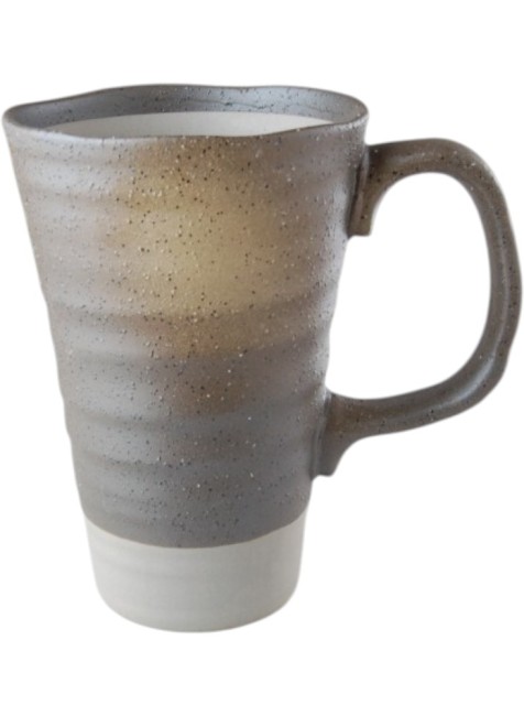 mug japonais Nami Fuchi en faïence marron et gris