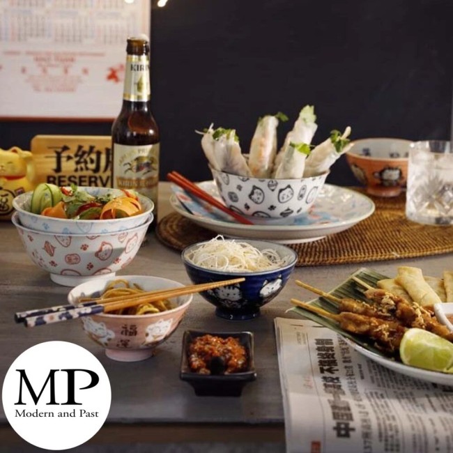 Bol japonais Kawaii bleu aux motifs de Chats Neko - Modern and Past à Brest