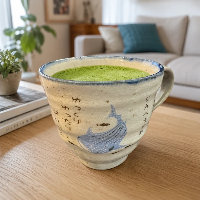 Mug japonais Ofuke Jinbei requin-baleine - Modern and Past Mug japonais Ofuke Jinbei requin-baleine en porcelaine de Mino - Modern and Past