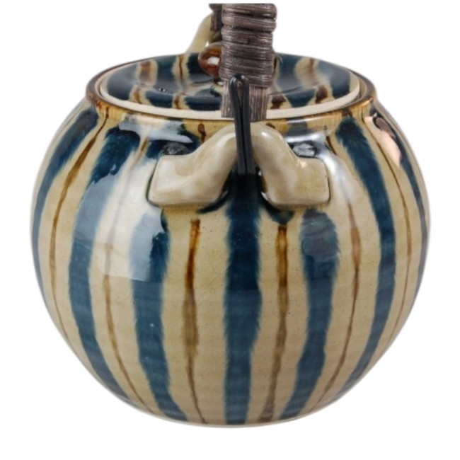 Théière japonaise Dobin Futairo Tokusa en porcelaine d’Arita avec anse en bambou