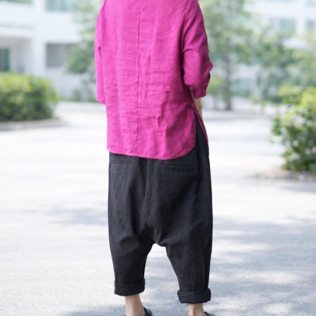 pantalon sarouel noir coupe ample style asiatique pantalon sarouel ethnique noir style asiatique coton laine