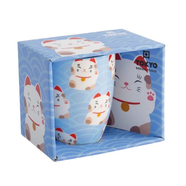 Mug Maneki Neko bleu 380 ml – Tokyo Design Studio Mug japonais Maneki Neko bleu 380 ml Tokyo Design Studio