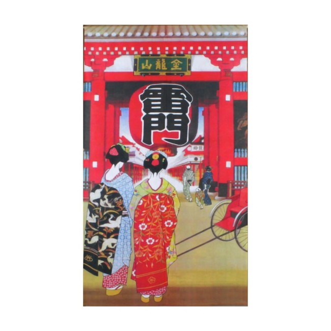 Noren japonais Kaminari – Rideau de porte traditionnel – Fabriqué au Japon Noren japonais Kaminari avec geishas dans une ruelle fabriqué au Japon