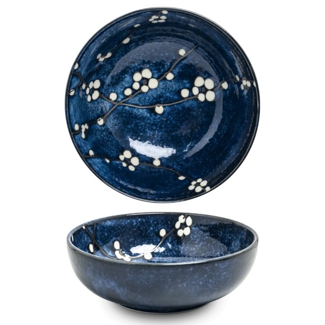 Bol japonais fleurs de cerisier bleu – 20 cm – Fabriqué au Japon bol japonais bleu motifs fleurs de cerisier sakura 20 cm