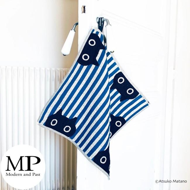 Serviette japonaise Mémé Stripe en coton – Atsuko Matano serviette japonaise gaze coton Chat Mémé Stripe Atsuko Matano