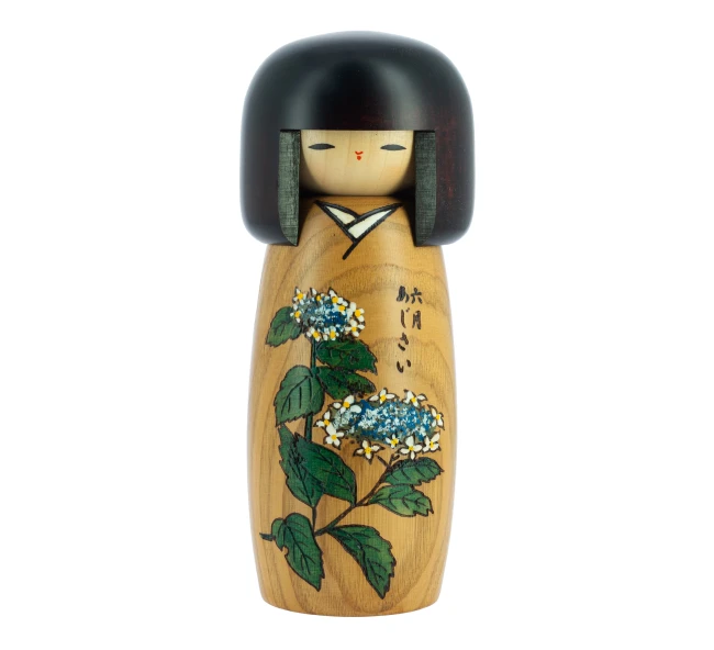 Kokeshi Ajisai faite main au Japon - Modern and Past Poupée japonaise Kokeshi Ajisai hortensias - Modern and Past