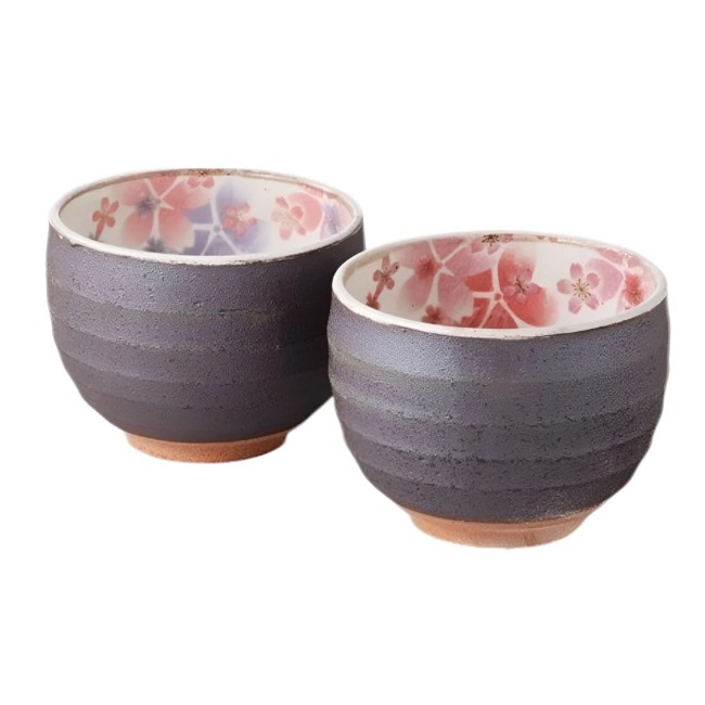 Bol à Thé Kohiki Maizakura – Faïence Japonaise Bol à thé japonais Kohiki Maizakura en faïence, rose ou mauve