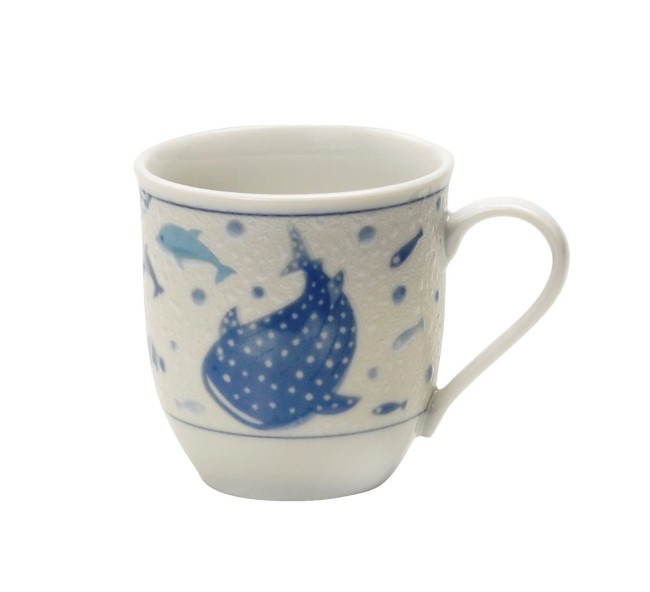 Mug Namimano Jinbe – porcelaine japonaise Toki Minoyaki décor bleu