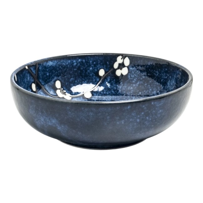 Bol japonais fleurs de cerisier bleu – 20 cm – Fabriqué au Japon bol japonais bleu motifs fleurs de cerisier sakura 20 cm