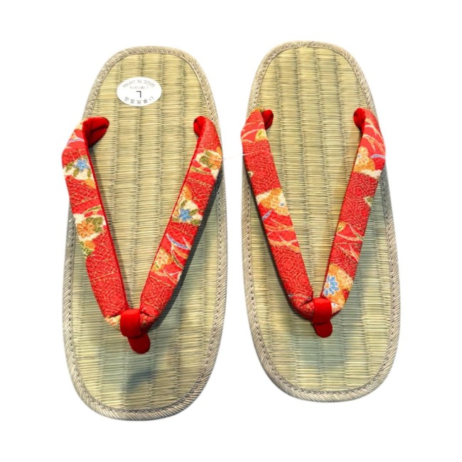 Zori japonaises en paille de riz lanières rouges zori japonaises paille de riz lanières coton rouges
