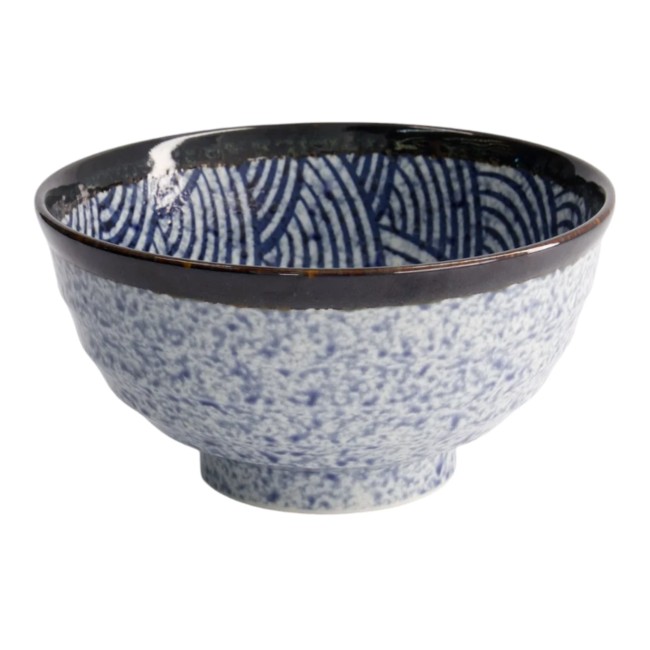 Bol ramen japonais Aisai Seigaiha en porcelaine – Modern and Past bol japonais à ramen Aisai Seigaiha bleu en porcelaine