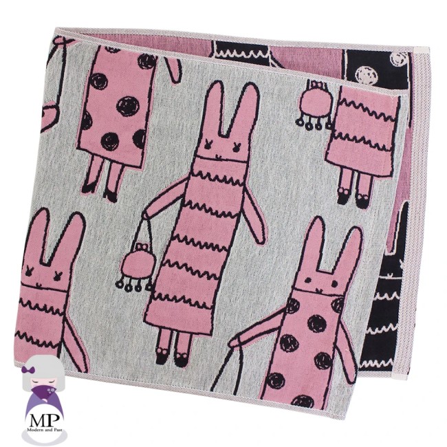 Grande serviette japonaise Bunny in Paris en gaze de coton